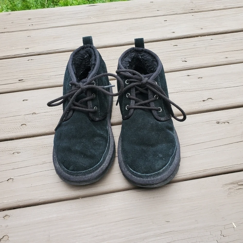Ugg Neumel Black Suede Leather Shearling Lined Lace-up Chukka Boots‎ Booties 7